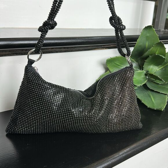 Shimmer Evening Shoulder Bag Sparkle with Knot Strap, Like New - Picture 5 of 11